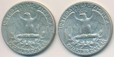 Amerikai Egyesült Államok 1964D 1/4$ Ag "Washington Quarter" (2x) T:2-
USA 1964D 1/4 Doll...