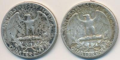 Amerikai Egyesült Államok 1962-1963. 1/4$ Ag "Washington Quarter" (2x) T:2-
USA 1962-1963...