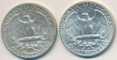Amerikai Egyesült Államok 1964-1964D 1/4$ Ag "Washington Quarter" (2x) T:2,2-
USA 1964-19...