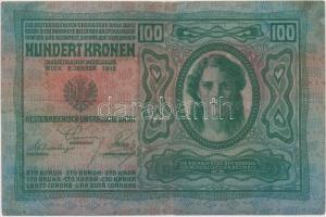 1912. 100K piros "MAGYARORSZÁG" körbélyegzéssel T:III