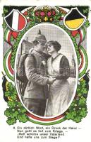 Viribus Unitis propaganda card, German soldier, Hungarian woman (EK)