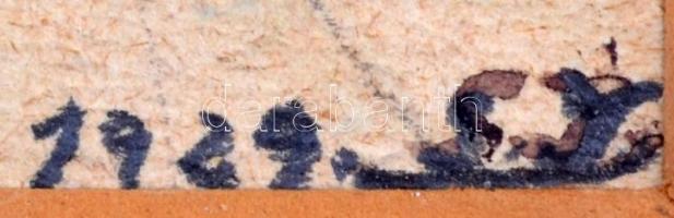 1929 S.J. jelzéssel: Templom, vegyes technika, karton, paszpartuban, 24x19cm