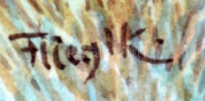 Fliegik jelzéssel: Tanya, akvarell, papír, kartonra ragasztva, 22x14cm