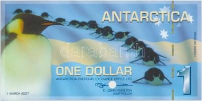 Antarktisz 2007. 1$ "C0000" sorszámmal "SPECIMEN (MINTA) fantáziabankjegy, lyukasztot...