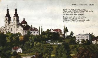 Graz, Mariatrost; 4 old town-view postcards about the Basilica, mixed quality