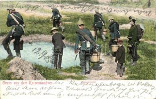 Gruss aus dem Kaisermanöver, Wasserholen / WWI German military, soldiers (EB)