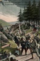I. világháború, német és francia csapatok összecsapása Schirmecknél, Siegreiches Vordringen des Deutschen im Vogesenpass bei Schirmeck / WWI French-German battle