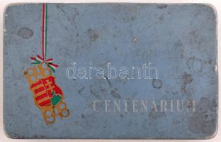 Centenárium 1848-1948 cigarettás doboz, fém, 11×7 cm