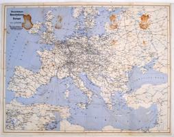 1966  Európa vasúti térképe, hátoldalon Németország, foltos, 74x60cm