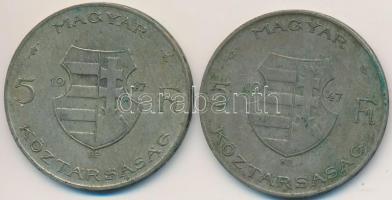 1947. 5Ft Ag "Kossuth" (2x) T:2-,3