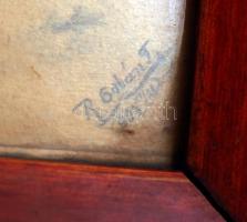 R. Orbán jelzéssel: Téli házak. Ceruza, papír, üvegezett sérült keretben 16×21 cm