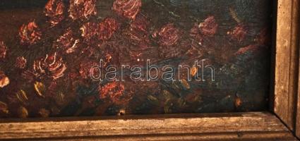 Olvashatatlan jelzéssel: Mediterrán terasz. Olaj, karton, antik keretben,  38×48 cm