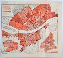 1891 Budapest Főváros érdekes térképek: "A túlzsúfoltan lakók elosztása, A szobák lakottsága, V...