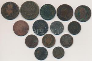 1800-1872. 14db-os vegyes rézpénz tétel, főleg magyar verdejelűek T:vegyes