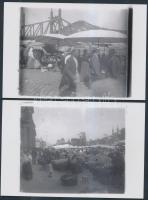 cca 1900 Budapesti piac a Ferencc József híd pesti hídfőjénél, 8 db korabeli üveglemez diapozitívról...