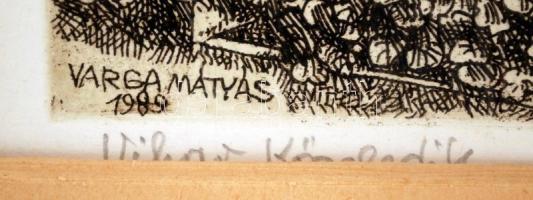 Varga Mátyás (1910-2002): Vihar közeledik. Rézkarc, papír jelzett, keretben 23×29 cm