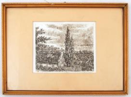 Varga Mátyás (1910-2002): Vihar közeledik. Rézkarc, papír jelzett, keretben 23×29 cm