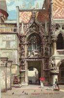 Venice, Venezia; Porta della Carta / gate, litho