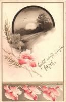 Floral greeting card, Erika Nr. 2523. Emb. litho (pinhole)