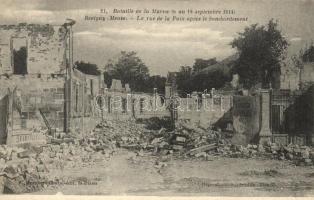 Revigny, Battle of Marne, Paix street after the bombing, destroyed buildings