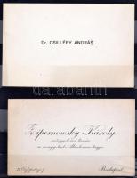 cca 1900-1940 Névjegykártya gyűjtemény bélyegalbumba rendezve, 38 db kártya kézírásos üzenetekkel(pl...