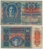 1912. 100K + 1913. 20K II. kiadás + 1914. 50K + 1915. 10K mindegyik "DEUTSCHÖSTERREICH" fe...