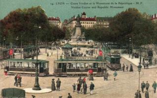 Lyon, Verdun Course, Republic Monument, trams