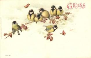 Greeting card with great tits, Emil Dotzert Kunstverlag serie 180, litho