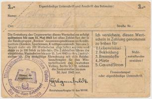 Német 3. Birodalom 1942/43. 1M értékjegy, téli segély, hátoldalán felülbélyegzés T:III,III-
German ...