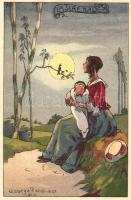 La Sere Nade / Belgian art postcard, litho s: George P. de Laet