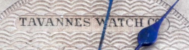 Tavannes ezüst (Ag.) zsebóra, díszes hátlappal, saját tokjában, működik, bruttó 64 g