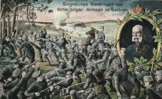 Siegreiches Vordringen der österr. ungar. Armeen in Serbien / WWI Austro-Hungarian army in Serbia, Franz Joseph