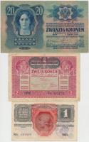 1913. 20K + 1916. 1K + 1917. 2K mindhárom "Temes Vármegye Lippa Község 1910" felülbélyegzé...