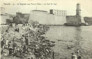 Marseille, La Baignade aux Pierres Plates, Fort St. jean / beach, fortress