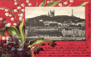 Lyon, Palace of Justice, Coteau de Fourviere, flowers, litho (fa)