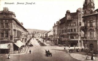 Kolozsvár, Cluj; Ferencz József út, Berlitz nyelviskola, Berényi Ferencz üzlete / street, language school, shops