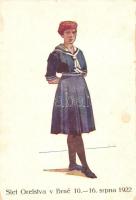 Orelstva Festival in Brno, 10-16. August 1922. / Sokol festival, Lady in sailor costume(small tear)