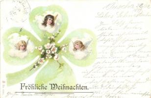 1899 Christmas, clover, angels, No. 6992. litho