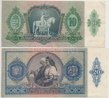 1936. 10P + 1941. 20P mindkettő hamis adópengő bélyeggel és hamis "Debreceni Fiókintézet MNB&qu...