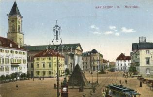 Karlsruhe i. B., Marktplatz / market square, tram