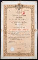 Budapest 1892. &quot;Magyar Korona Országai 4%-kal kamatozó Járadékkölcsön&quot; államadóssági kötvénye 100K-ról bélyegzésekkel, szelvényutalvánnyal T:III,III- erősen szennyezett