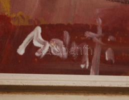 Bánfi jelzéssel: Nő tükör előtt, olaj, farost, fa keretben, 31,5×26 cm