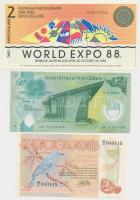 Vegyes: Suriname 1985. 2 1/2G + Pápua Új-Guinea 2008. 2K + Ausztrália 1988. 20$ &quot;World Expo&quot; T:I,I- Mixed: Suriname 1985. 2 1/2 Gulden + Papua New Guinea 2008. 2 Kina + Australia 1988. 20 Dollars &quot;World Expo&quot; C:UNC,AU