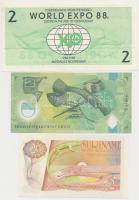 Vegyes: Suriname 1985. 2 1/2G + Pápua Új-Guinea 2008. 2K + Ausztrália 1988. 20$ "World Expo&quo...