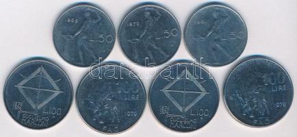 Olaszország 1961R 50L + 1969R 50L + 1972R 50L + 1974R 100L (2x) + 1979R 100L (2x) T:2
Italy 1961R 5...