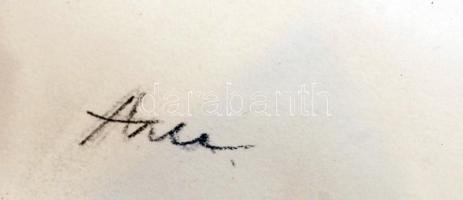 Anna jelzéssel: Furulyázó. Vegyes technika, papír, üvegezett keretben, 37×33 cm