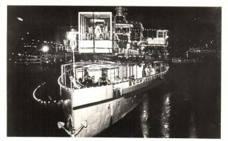 1938 Budapest, XXXIV. Nemzetközi Eucharisztikus Kongresszus, hajó, éjszaka