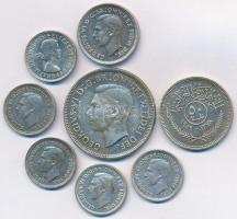 Vegyes: Ausztrália 1943-1955. 3P Ag (5x) + 1951. 6P Ag + 1Fl Ag &quot;VI. György&quot; + Irak 1959. 50f Ag T:2 Mixed: Australia 1943-1955. 3 Pence Ag (5x) + 1951. 6 Pence Ag + 1 Florin Ag &quot;George VI&quot; + Iraq 1959. 50 Fils Ag C:XF