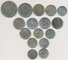 16db-os vegyes külföldi ezüstpénz tétel, közte Dánia 1969. 10ö Ag, Orosz Birodalom 1913. 10k Ag, Své...