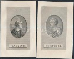 cca 1800 Metszetek antik személyekről, 5db, jelzés nélkül, 14x8cm